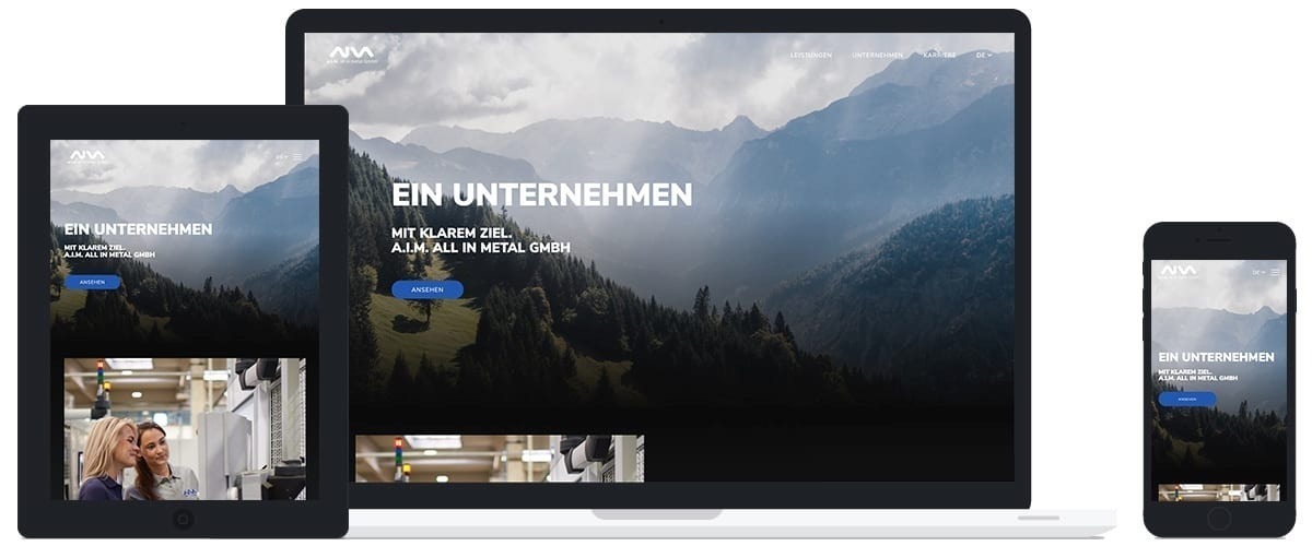 Umsetzung A.I.M. All In Metal GmbH in HTML5 und CSS3 inklusive CMS