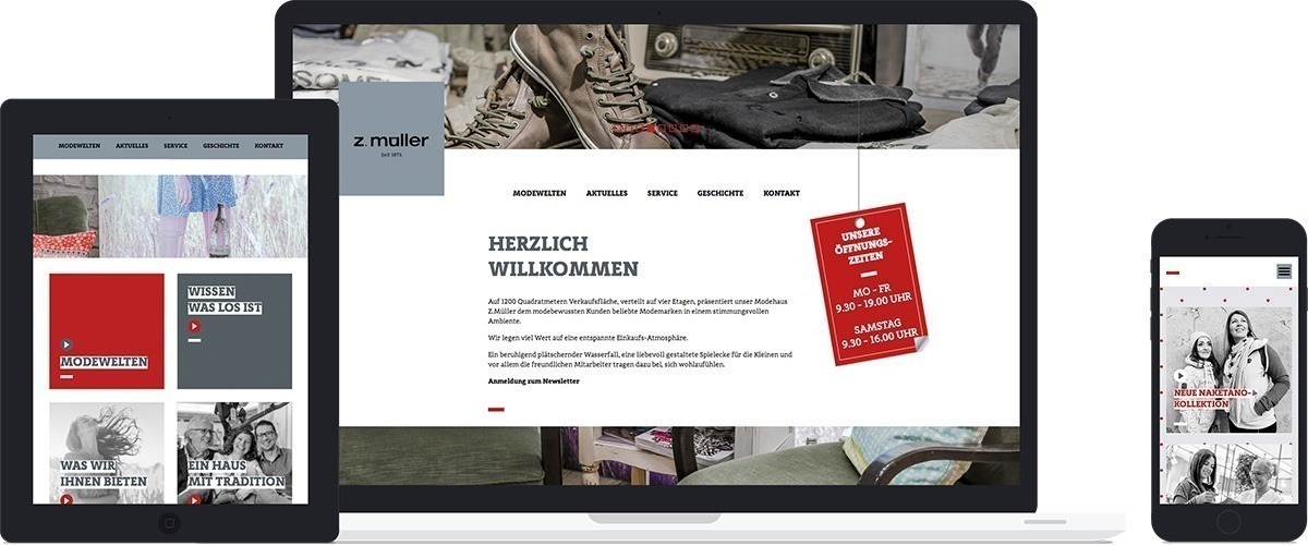 Modehaus z.Müller - HTML CSS Webseite und CMS